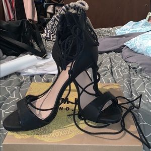 Black lace up heels